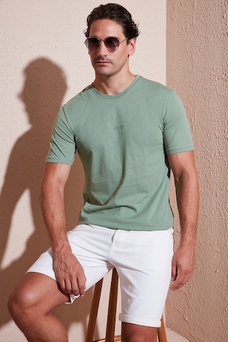 Buratti Pamuklu Baskılı Regular Fit Bisiklet Yaka Erkek T Shirt 59020205 Elma Yeşili