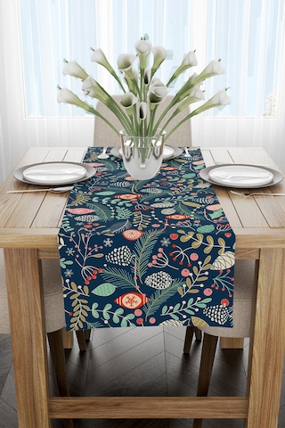 Yeşil Çok Renkli Yılbaşı Temalı Dijital Baskılı Runner Cgh294-Rn