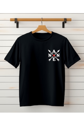 Aselinda Aile Kombin Tişört- Kalp Mini Baskılı Bisiklet Yaka Tişört/t-shirt Tek Adet Fiyatıdır. Siyah-anne