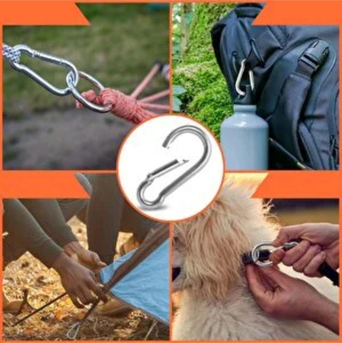 Karabina 4 Mm Yaylı Kanca Çelik Kilit Olta Dağcılık Kamp Malzemeleri Salıncak Anahtar Askı 5 Adet -