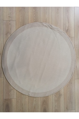Çam Halı Sisal 9327 Bej / Krem Bordürlü Daire Jüt Sisal Kilim - 120x120