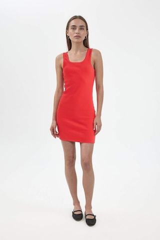 Defacto Coool Bodycon Vücudu Saran Basıc Fitilli Kaşkorse Mini Kırmızı Elbise A0732AX23SM Kırmızı