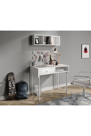 Major Beyaz Çalışma Masası Ve Üst Modül 1 Beyaz