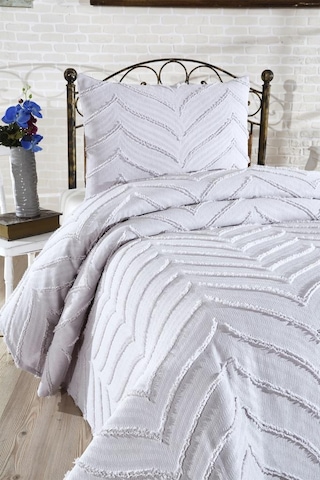 Çeyiz Diyarı Sementina 2 Parça Tek Kişilik Pike Takımı Gri Gri