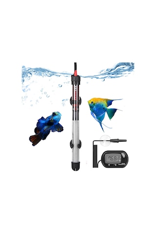 Ruicoo Akvaryum Otomatik Isıtıcı Ve Termometre Seti - 25w Sıcaklık Regülatörü 20-34 C - Tamamen Sucan - Avrupa Şarjı