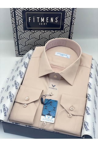 Fitmens Klasik Uzun Kol Cepsiz Likralı Rahat Kumaş Erkek Gömlek Fs-004517 - Bej-3193