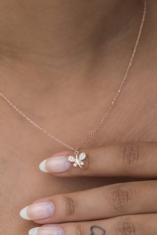 Nereze 925 Ayar Gümüş Rose Minik Yusufcuk Kolye