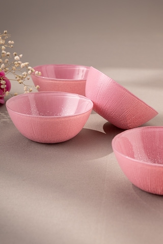 Emsan Pastel 4 Parça Cam Kase 10 Cm Pembe Pembe