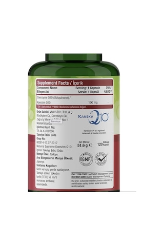 Nature's Supreme Coenzyme Q10 100 MG 120 Kapsül