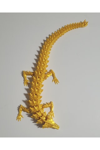 20 Cm 3d Baskı Altın Ejderha Figürü Eklemli Dragon Biblo Dekoratif Mitolojik Masaüstü Süs