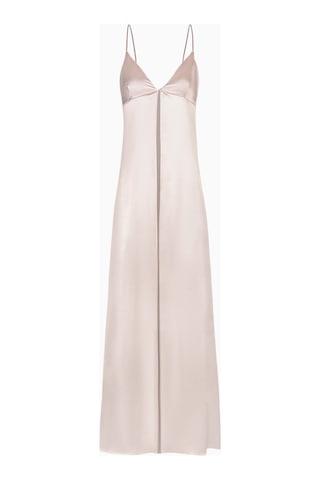 Because Of Alice Satin V Neck Longline Camisole Parlak V Yaka Saten Kadın Bluz Beyaz