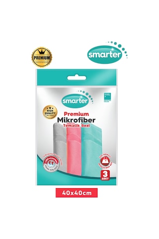 Smarter Premium 3'lü Mikrofiber Temizlik Bezi 40x40 Yeşil