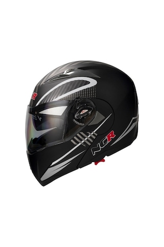 Ncr-158 Çene Açılır Gözlüklü E-ce Belgeli Kask Kırmızı - Siyah