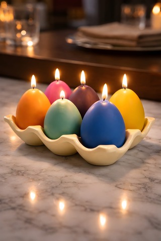 Rainbow Egg Dekoratif Mum Takımı Çok Renkli