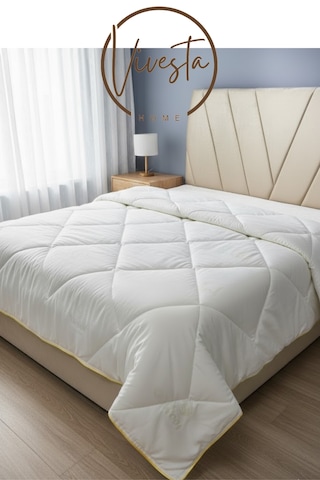 195x215 Cm %100 Doğal Yün Yorgan Sıcak Tutarlı, Nefes Alabilir, Terletmeyen Çift Kişilik Yorgan Beyaz