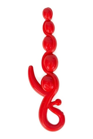 Erofoni 22 CM Kırmızı Sıralı Anal ve Vajinal Zevk Topu Anal Plug Açıcı