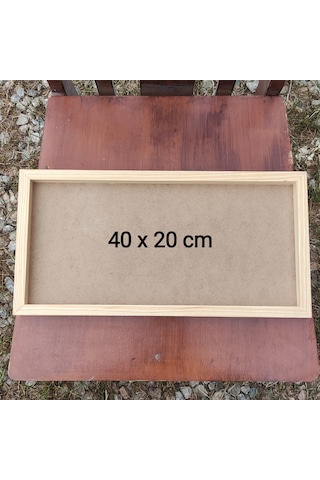 40x20 Cm Ham Ahşap Çerçeveli Pano Camsız - Arkalık Sabit