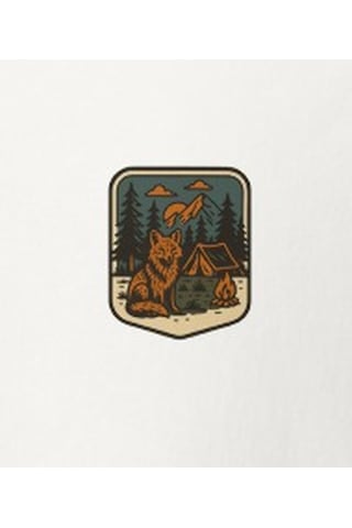 Wildstyle Tilki Renkli Vintage Yaban Hayat Doğa Orman Rozet Baskılı Unisex Bisiklet Yaka Pamuklu Tişört Beyaz