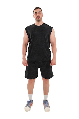 Kingsize Nutrition Kingsize Darksteel Antik Yıkamalı Kolsuz T-shirt Siyah Siyah