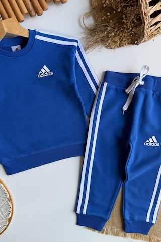 Noble Kids Erkek Çocuk Nakış İşlemeli Eşofman Takımı Mavi Saks