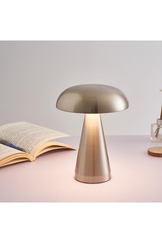 "danimarka Hindistan Cevizi Ağacı Mantar Lambası: Açık Hava, Çalışma Odası, Yatak Odası Veya Bar Ortamı İçin Taşınabilir Metal Masa Lambası" Gümüş