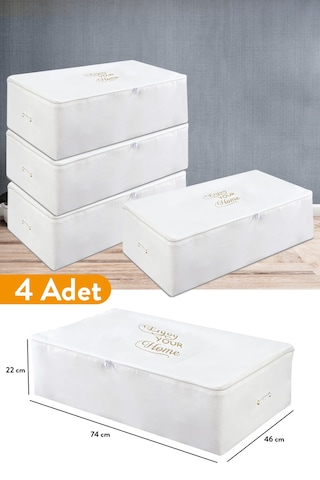 Serstil 4 Adet - Mega Boy Baza Altı Beyaz Hurç 74 X 46 X 22 Cm