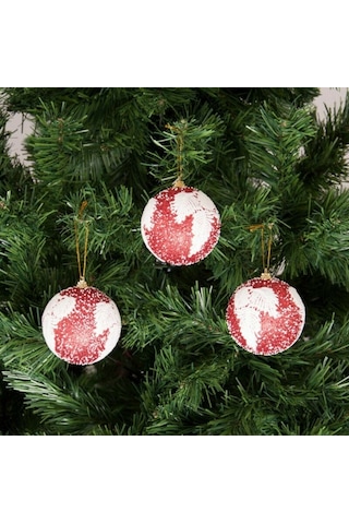 Yılbaşı Ağaç Süsleme Topları Desenli 8 Cm Yılbaşı Ağaç Süsleme Topları Desenli 8 Cm