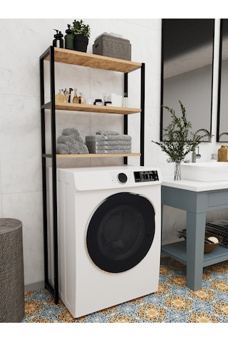 Çamaşır Makinesi Üstü Düzenleyici Raf Banyo Dolabı Raf Kahverengi
