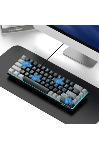 Magegee Mk-box 68 Tuş Kablolu Mekanik Red Switch Türkçe Q Gri-siyah Gaming Klavye