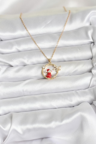 Zarif Boyunlar İçin Golden Çelik Zincir Yılbaşı Stil Kadın Kolye Metalik