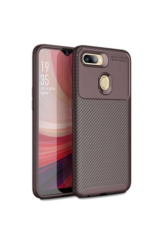Oppo A7x Kılıf Zore Negro Silikon Kapak Kahverengi