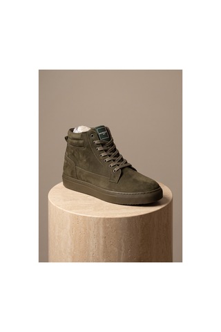 Bafaş Ayakkabı 371616 Haki Hakiki Dana Derisi Bilekli Erkek Sneaker