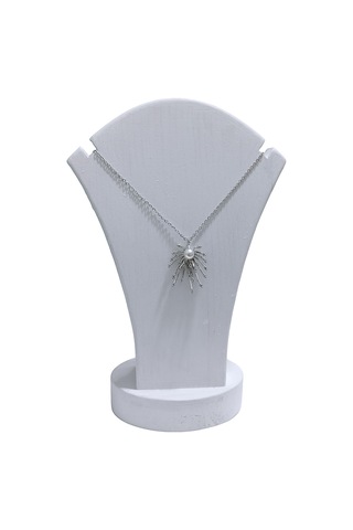 Kadın İncili Taşlı Gümüş Renk Çelik Kolye Çelik