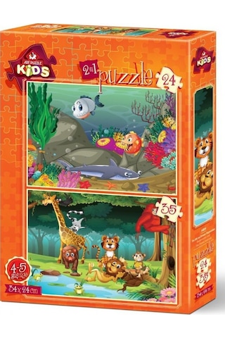 Art Kids 24+35 Parça Su Altı Ve Orman Hayvanları Çocuk Puzzle