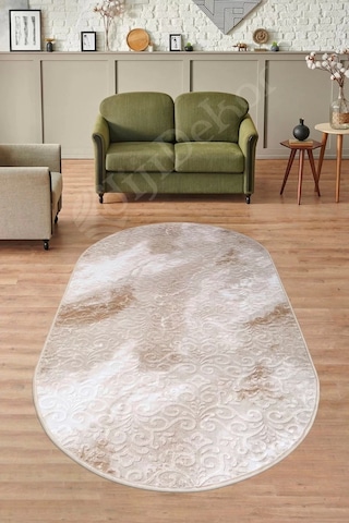 Dijidekor Halı Devetüyü Cool Yıkanabilir Saçaksız Oval Delüxe Yolluk Kilim Salon Halısı Modelleri Çok Renkli
