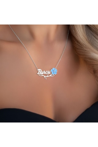 Unutma Beni Çiçeği İsimli Beyaz Gümüş Kolye Gümüş