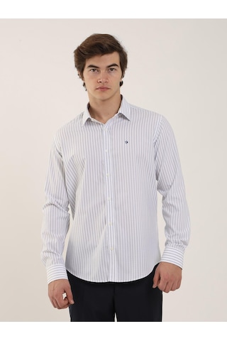 Dufy Beyaz Erkek Slim Fit Brent Yaka Uzun Kol Gömlek - 102399 Beyaz