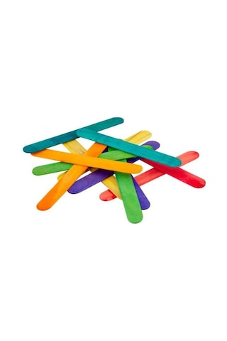 Puti Renkli Ahşap Geniş Dondurma Dil Çubuğu 50 Li Paket