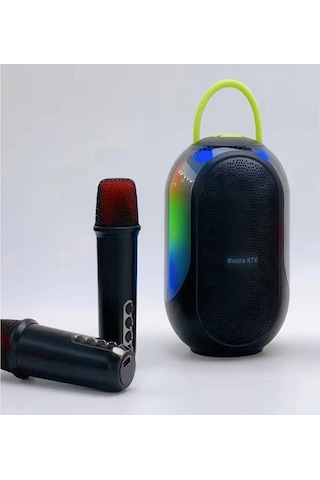 Vtn-37 Bluetooth Çift Mikrofonlu Kablosuz Karaoke Rgb Işıklı Yüksek Sesli Müzik 4 Ses Degıstırme