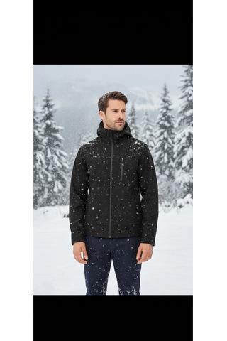 Luxıc Core Erkek Kapüşonlu Softshell Mont Siyah Suya Dayanıklı, Rüzgar Geçirmez Outdoor Mont