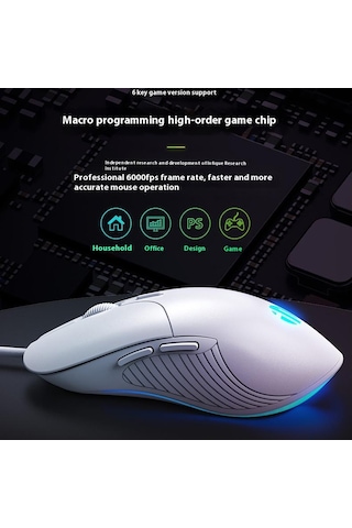 Inphıc Pb1 Usb Kablolu İş Ofis Oyun Mouse Sessiz Makro Programlama Bilgisayar Dizüstü Fare