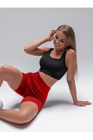 Mistirik Dublin Model Biker Örme Kumaş Seamless Model Fitilli Şort Kırmızı Renk Kırmızı