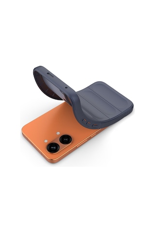 Xiaomi Poco X8 Pro Max Uyumlu Kılıf Esnek Tpu Oyuklu Arka Yüzey Tasarımlı Silikon Kapak Lacivert