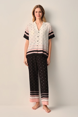Suwen Monogram Gömlek Yaka Pijama Takımı Sh26514660b911 Siyah
