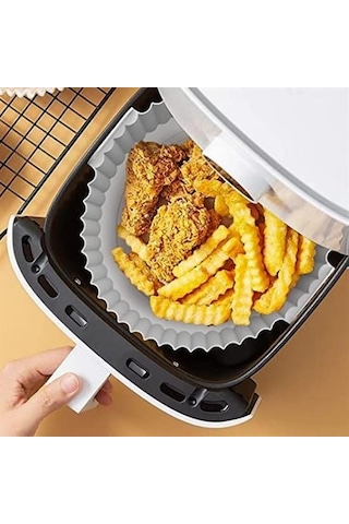 Buffer Renkli Isıya Dayanıklı Yıkanılabilir Silikon Fırın Ve Airfryer Yuvarlak Pişirme Matı 20 Cm Siyah