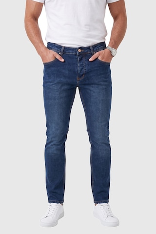 Rizzup Erkek Slim Fit Likralı Taşlanmış Lacivert Kot Pantolon Yumuşak Dokulu Esnek Dar Paça Jean 2602093