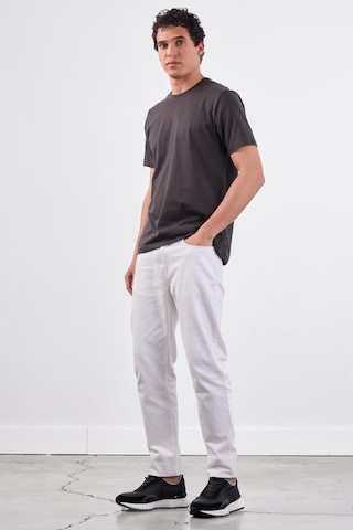 Dufy Antrasit Bisiklet Yaka Pamuklu Düz Renk Slim Fit Erkek T-shirt Antrasit