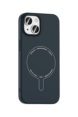 Maks Technology iPhone Uyumlu 15 Kılıf M-safe Şarj Özellikli Kamera Korumalı Mkst Elio Sert Pc Kapak - Lacivert