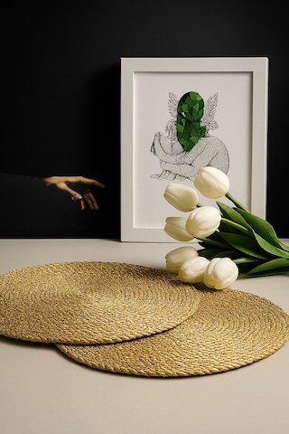 Yunusoğlu Home Hasır Jüt Supla 2'li Set Amerikan Servis 33 Cm Çap Supla 2'li Altın