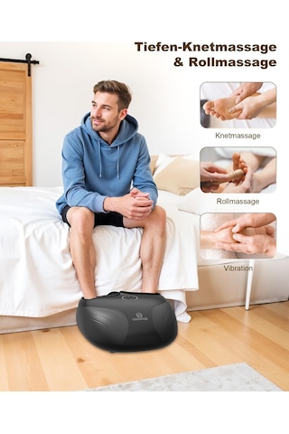Comfıer Shiatsu Ayak Masajı, Isıtmalı Ayak Masajı, Plantar Fasiit İçin Yoğurma Yuvarlanma Sıkıştırması, 46 Ayakkabı Numarasına Kadar